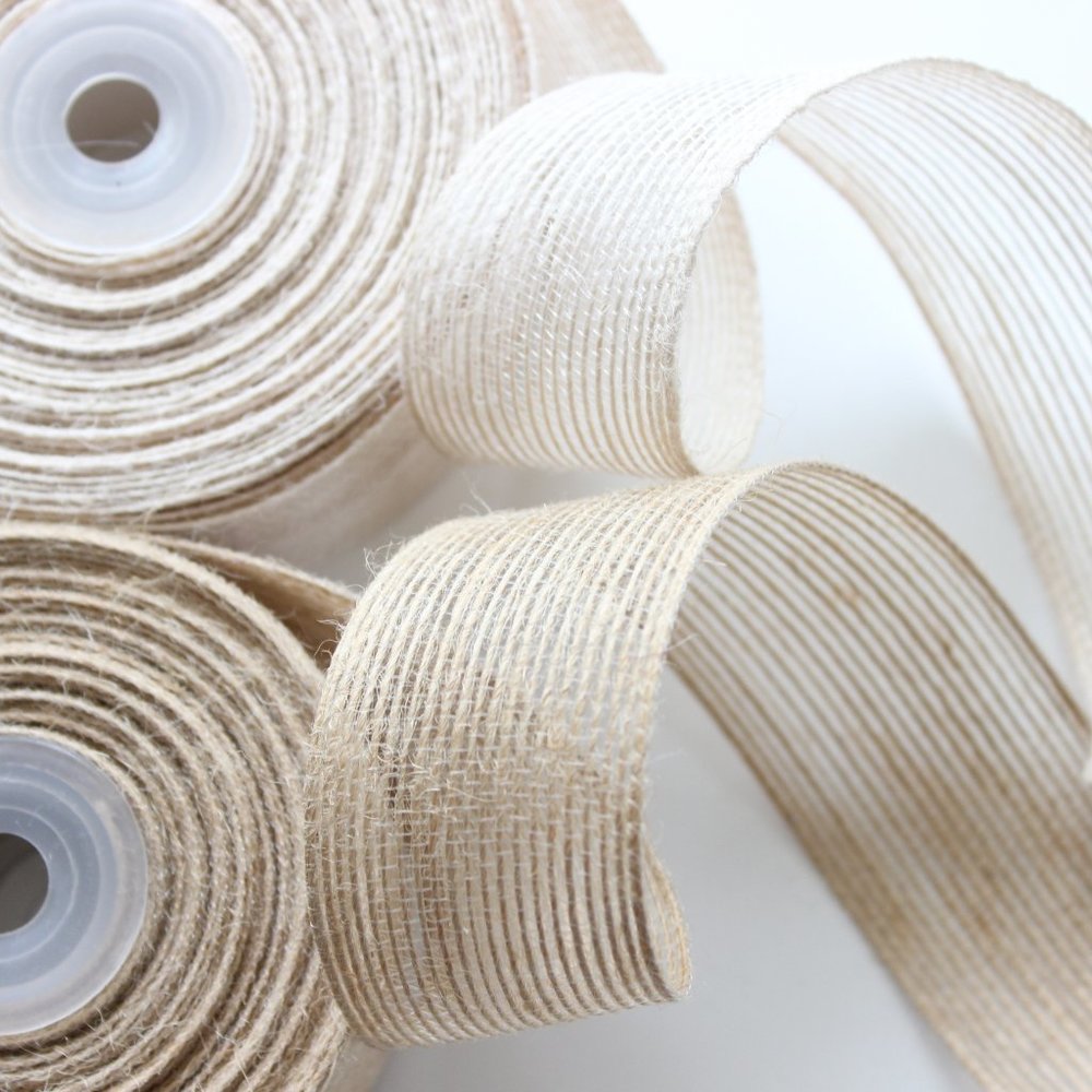 1.5" Burlap Jute Ribbon Natural or Ivory - Picture 6 of 10